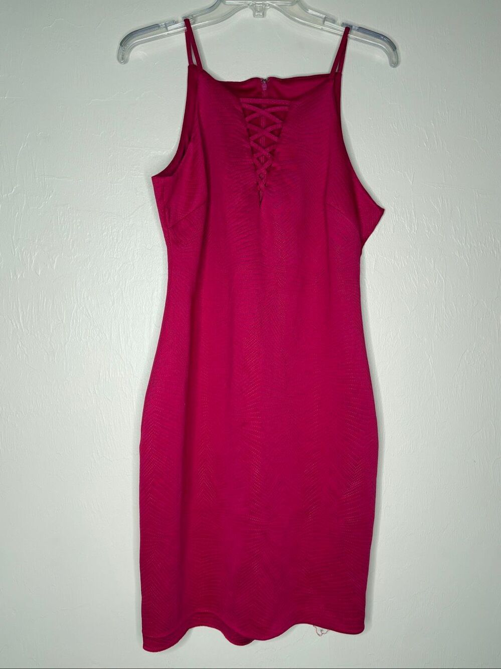 Guess Los Angeles Women's Fuschia Pink Lace-Up Bodycon Sheath Dress Size 12-202